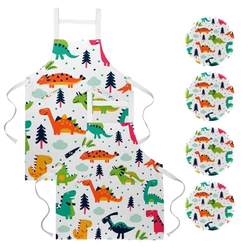 Tablier de cuisine pour nettoyage et pâtisserie lot de 2 avec 4 broches incluses