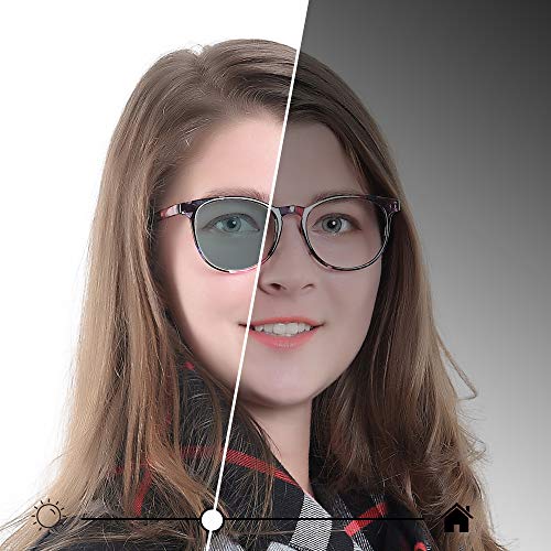 Image of YEIN Blue Light Blocking Glasses, Spring Hinge Photochromic Gray Sunglasses, Anti Eyestrain, Computer Reading Glasses, Gaming Glasses, TV Glasses for Women, Anti Glare
