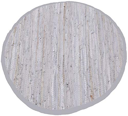 Bestlivings Alfombra de retales redonda, 150 cm, de algodón tejido a mano en piel, color blanco, muchas variaciones