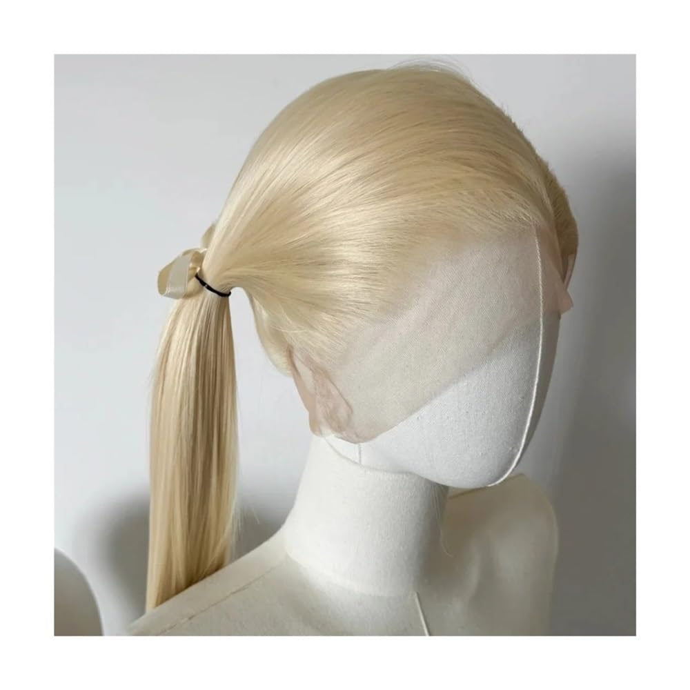 180 Gęstość 180 Peruka z koronki Wig 360, wstępnie depilowana, bez kleju, dla kobiet, do codziennego użytku (blond, 26 cali)