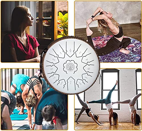 Avmp White Steel Tongue Drum 13 Note 12 Inch C Major Hand Pan Drums Instrument Free Kalimba Travel Bag Rattan Mallets Finger Picks Book Theta Spot Toung Handpan Percussion Gift Set For Adults & Kids #TOP6