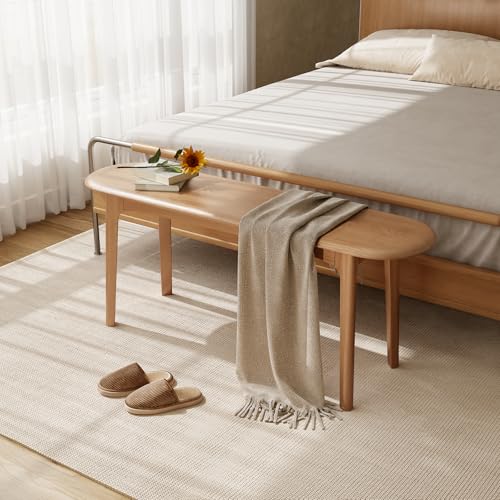 Image of DONGMUWUEJEE 39 inch Solid Wood Small Dining Bench, Entryway Bench, Natural