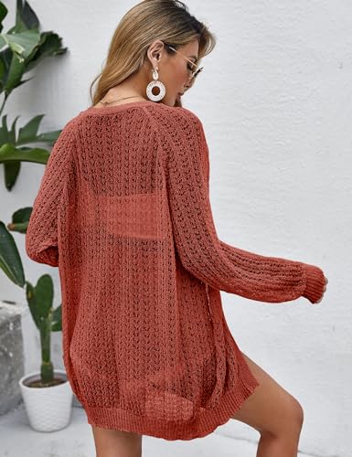 Image of Women Crochet Lightweight Cardigan Cover Up Open Front Long Sleeve Summer Cardigans