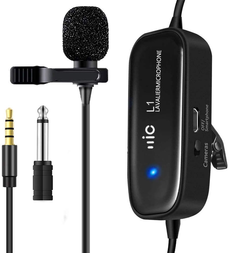 Lavalier Microphone Omnidirectional Electret Condenser with 236 Inch/6m Cable- Perfect Clip-on Lapel Mic for Phone Computer DSLR Camera in Recording YouTube Video Interview Podcast (L1) - ZHUOSHENG