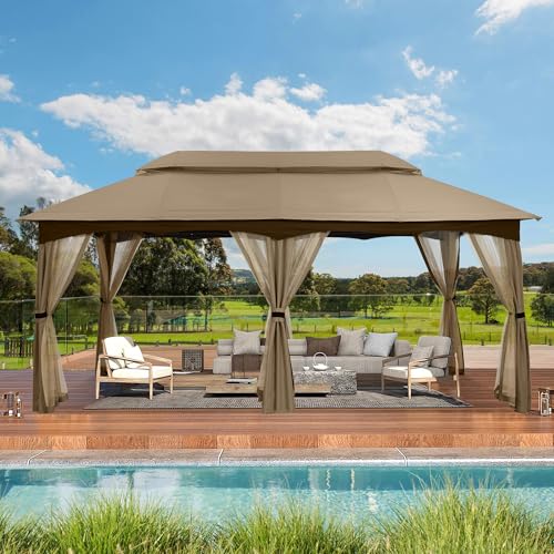 MASTERCANOPY Outdoor Patio Gazebo for Garden with Upgrade Steel Frame and Netting Walls (10x20,Khaki) - Image 7