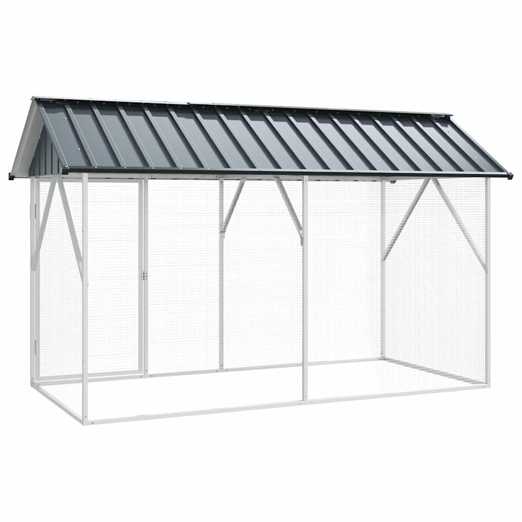 vidaXL Jaula para Aves Antracita 227 x 112 x 141 cm Acero Galvanizado, Refugio de Aves Moderno para jardín y terraza, Jaula Rectangular, hábitat Amplio, Zona Duradera