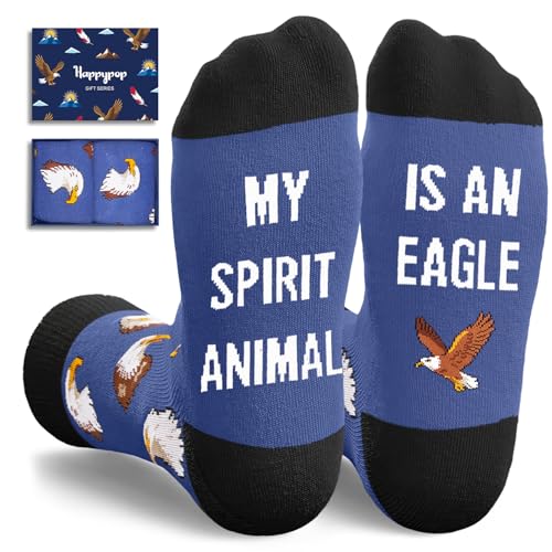 HAPPYPOP Eagle Socks for Men - Funny Nature Eagle Gifts for Teens and Adults Cool Animal Socks for Raptor Lovers