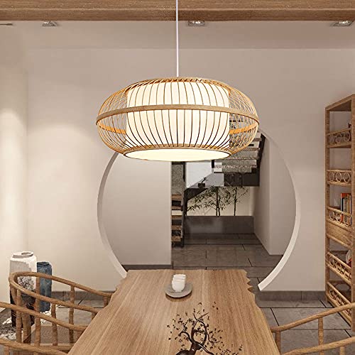 Suspension bambou naturel 40x22 cm lustre panier style japonais - 2