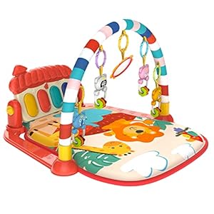 Eners Baby Gym Spielmatte Musikalische Aktivitätsmatte Piano Baby Play Gym Bauchzeit Gepolsterte Matte für Baby Neugeborene Kleinkind Kleinkinder (Rot)