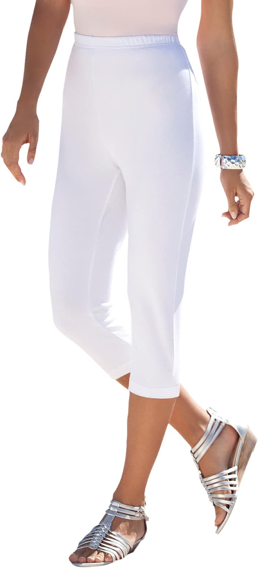 Roaman's Women's Plus Size Essential Stretch Capri Legging Activewear Workout Yoga Pants