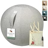 VLUV Palla da Seduta in Stoffa STOV, Sedile ergonomico per casa e Ufficio, Colore: Concrete (Grigio), Ø 60cm - 65cm, Pregiata Stoffa per Rivestimento mobili, Robusta e indeformabile, con Maniglia