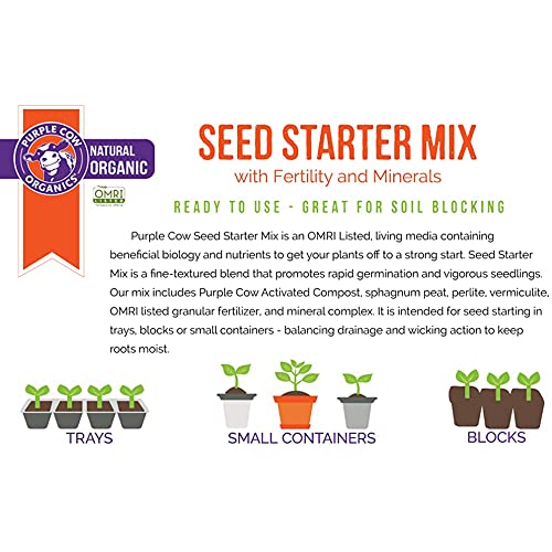 Purple Cow Organics All Natural Seed Starter Mix For Fast Germination And Vigorous Seedlings With Strong Root Systems For Indoor Home Gardens, 12 Quart Bag #TOP5
