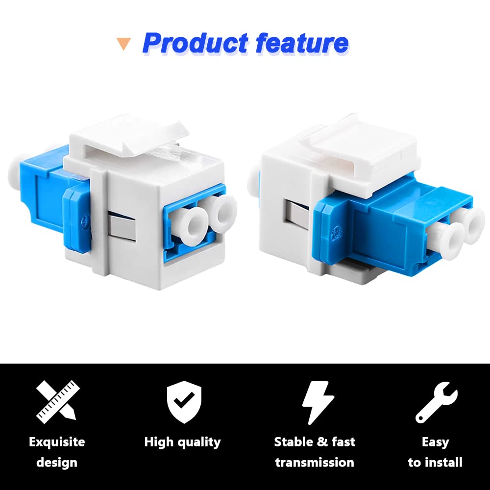 Coupleur LC vers LC F/F Keystone Jack, adaptateur fibre optique LC UPC monomode et multimode, avec inserts vierges Keystone Jack, tournevis (17 pièces)