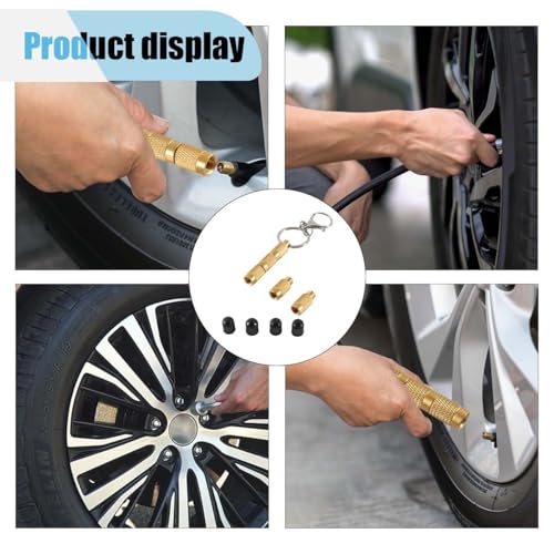 Image of smilfuy 4 in 1 Brass Air Down Tire Deflator, Offroad Tyre Deflation Valve Tool | Portable Design, Car Tire Pressure Relief Bleeder Set, Heavy Duty Off-Road Accessories, Keychain Storage, Valve Cap Included