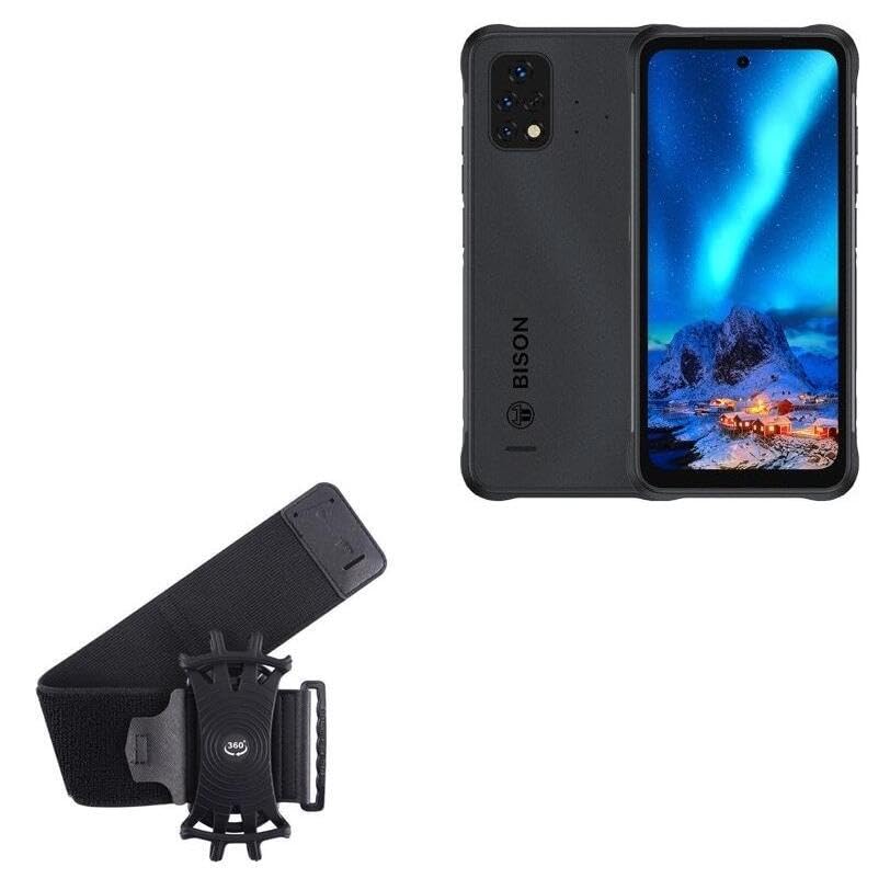 BoxWave Holster Compatible with Umidigi Bison 2 - ActiveStretch Sport Armband, Adjustable Armband for Workout and Running - Jet Black