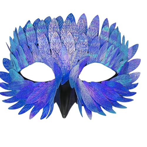HSSPYY Bird Masquerade Mask Half Face PU Feather Costume Mask for Halloween Masquerade Cosplay & Party