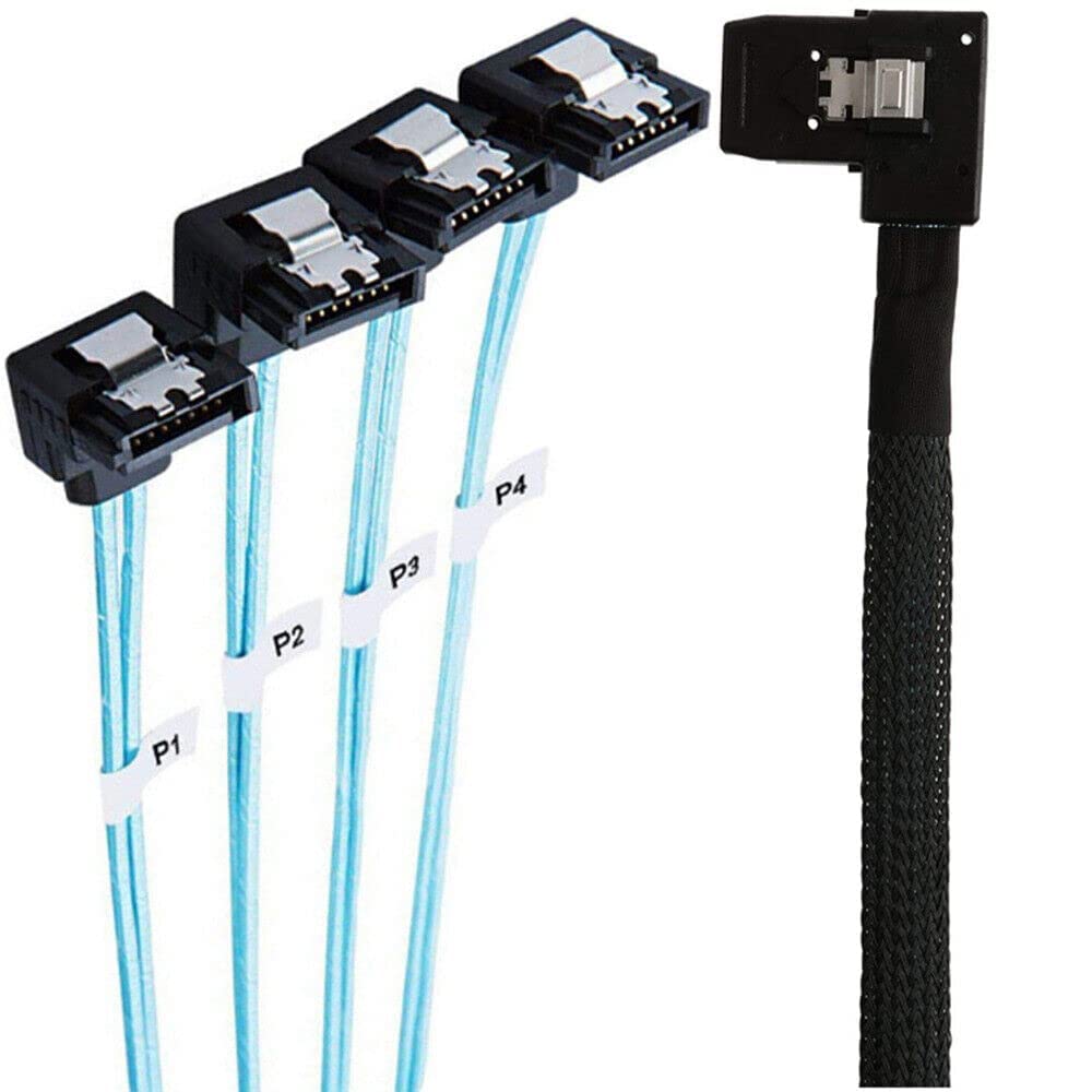 Câble Mini SAS SFF-8087 vers 4 SATA pour serveur informatique interne noir de 1m - 6