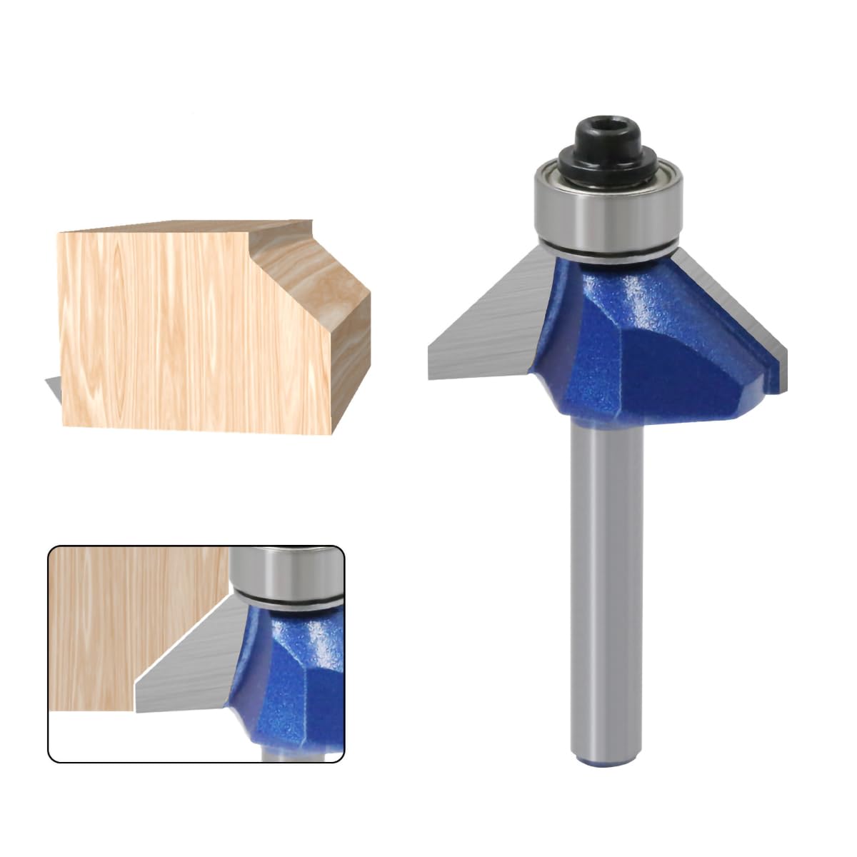 Woodworking Chamfer Bit, 1/4-Inch Shank 45-Degree Professional Router Tool for Precise Edge Trimming