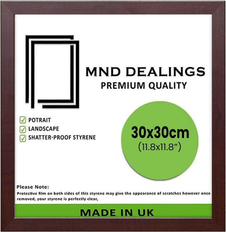 MND Dealings Elegant Flat Style Wide Mahogany 30X30 CM (11.81X11.81) Poster Frame| Use as Home Decor/Wall Gallery/Art work/Picture Frame | Solid MDF Wood with HD Perspex (Mahogany) — image 1
