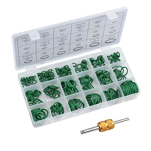 AUTOUTLET 270tlg. Dichtungsringe Set, 18 Größen, O Ringe Sortiment, Gummi Dichtungen Ringe Gummiringe mit Ventilkernentferner, Dichtring für Klimaanlage Auto Fahrzeug Reparatur