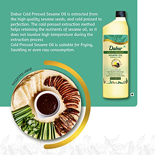 Image of Dabur Cold Pressed Sesame(Gingelly) Oil, 1 L (Pack of 3)