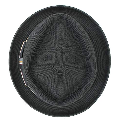 Image of Belfry Men /Women Summer Straw Pork Pie Trilby Fedora Hat in Blue, Tan, Black