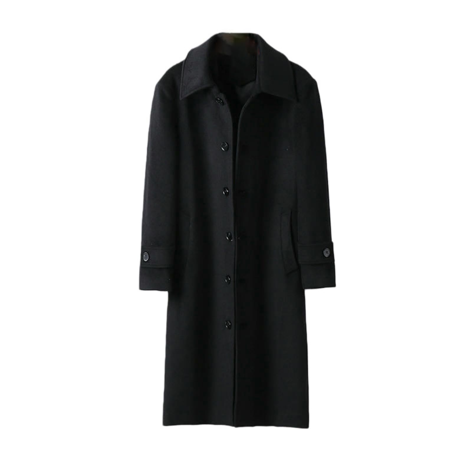 Gabardina de lana larga para hombre estilo británico negro talla M 5