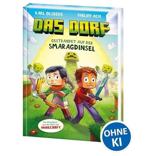 Das Dorf (Band 1) - Gestrandet auf der Smaragdinsel: Tauche ab ins Minecraft-Universum - Gaming-Abenteuer für Kinder ab 8 Jahren - ausgezeichnet mit dem Lesekompass 2022