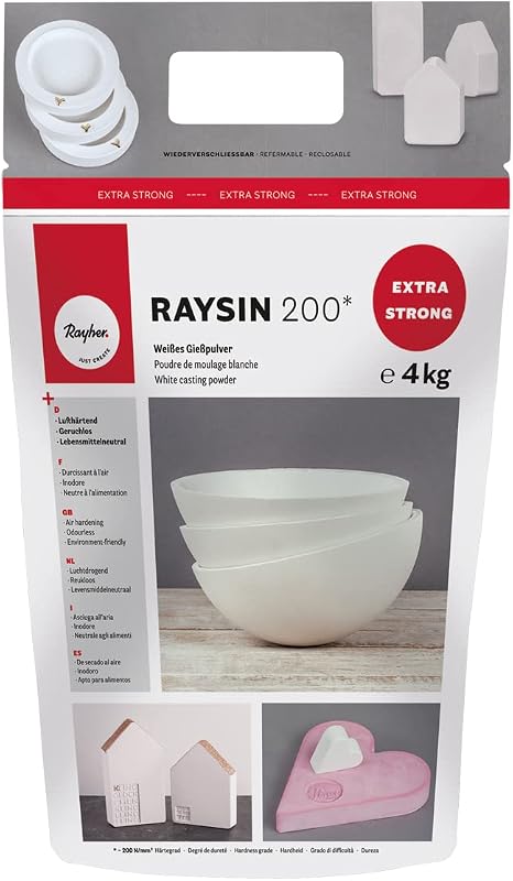 Rayher Polvo para moldear Raysin 200, blanco, 4 kg, seca al aire, sin olor, 34410102