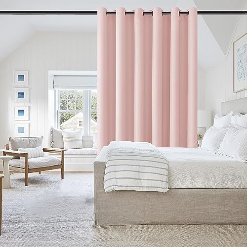 Image of DWCN Blackout Curtain Panel for Bedroom - Thermal Insulated Energy Saving Grommet Blackout Drapery for Patio Door, Room Divider Big Long Curtain，Blush Pink, W100 by L84, 1 PC