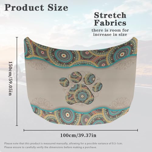 Image of Paw Print Print Hood Covers for Cars All-Season Protection Fabric Hood Cover Stretch Polyester Fabric Cover Removable Automotive Accessories Ft Fits Most Cars