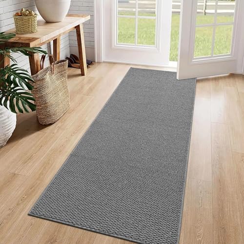 Artnice Runner Rug for Entryway 60x200cm, Long Hallway Rug Runner, Narrow Floor Mat Washable Doormat for Entrance Laundry Office (Grey)