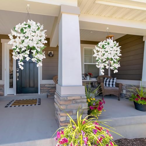 Image of Nutts Artificial Bougainvillea Silk Vines Creepers Hanging Flower Garland for Wedding & Home Decoration, Flower Garland (2, Bougainvillea Creeper (White))