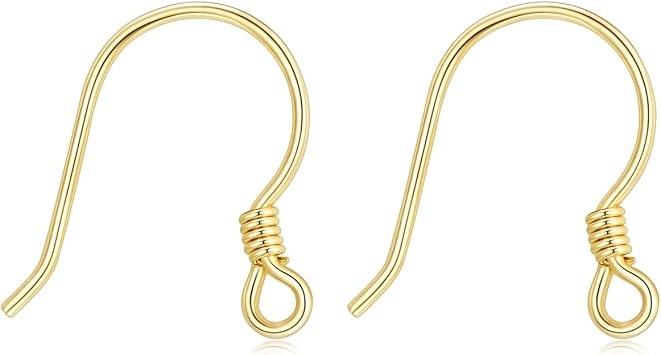 14K Real Gold Earring Hooks for Jewelry Making Fish Hooks 14K Yellow Gold Earring Findings for Earrings Jewelry MakingStyle 1
