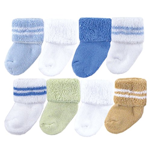 Luvable Friends baby boys Newborn and Terry Socks, Blue Green, 0-6 Months US