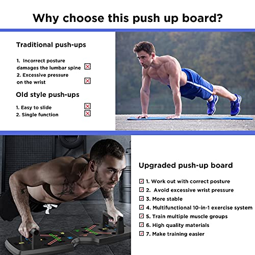 Aerlang Push Up Board, Portable Multi-Function Foldable 10 In 1 Push Up Bar, Push Up Handles For Floor,Professional Push Up Strength Training Equipment #TOP1