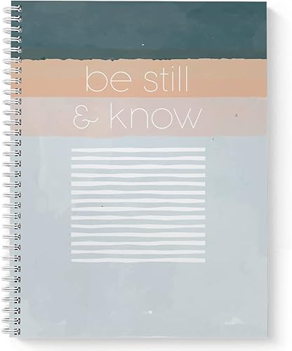 Softcover Be Still And Know - Cuaderno religioso en espiral de 85 x 11 pulgadas 120 páginas con rayas universitarias cubierta laminada brillante
