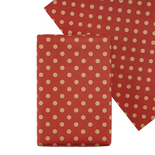 RUSPEPA Christmas Wrapping Paper Sheet, Folded Flat, Not Rolled, Holiday Wrap - 30 Inches x 10 Feet, Dots Red