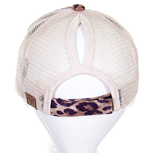 Scarvesme Leopard Cheetah Animal Print Messy High Buns Trucker Ponycap Ponytail Baseball Adjustable Cap For Women Girl #TOP6