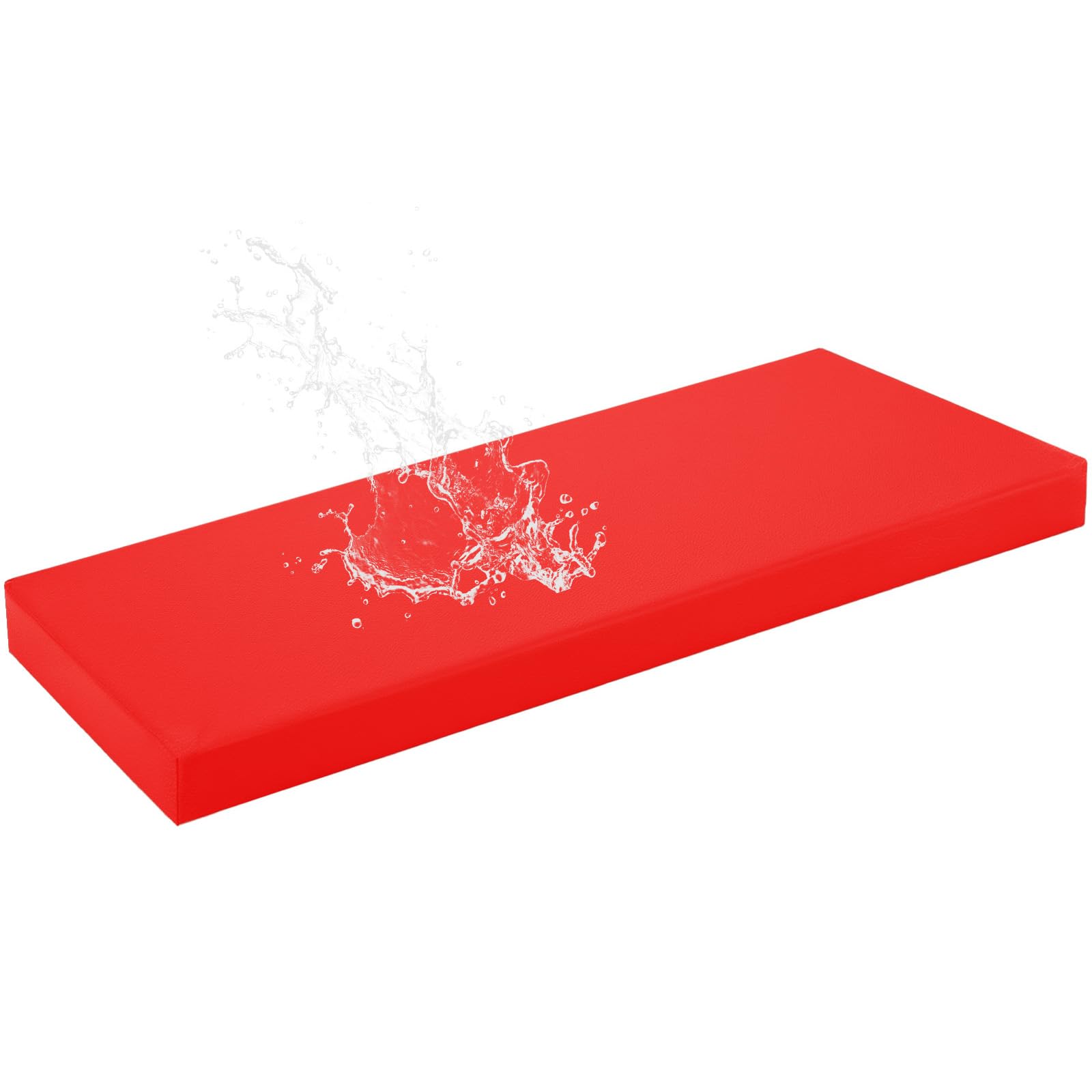 Coussin de banc d'extérieur anti-tache en similicuir rouge 90 x 45 x 5 cm