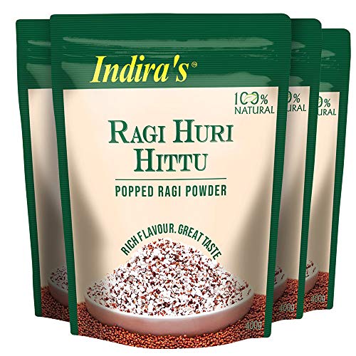 Ragi Huri Hittu Tasty Popped Ragi Flour (400g each Pack of 4) Ragi Malt Mix Instant Ragi Porridge Mix Ragi Laddu Mix Popped Finger Millet Powder Roasted Ragi Powder Atta