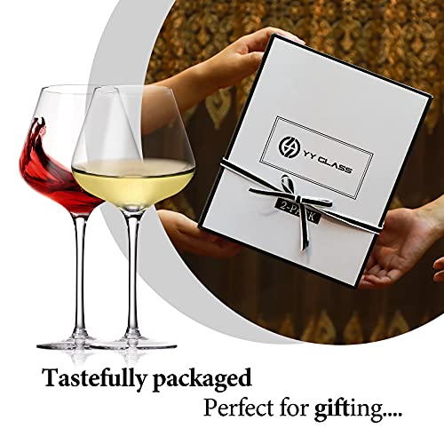 Yy 2 Pcs Red White Crystal Wine Glass Set Gifts Box Handmade Burgundy Long Stems Glasses For Drinking Weddding Birthday Party Family Couples Party #TOP5