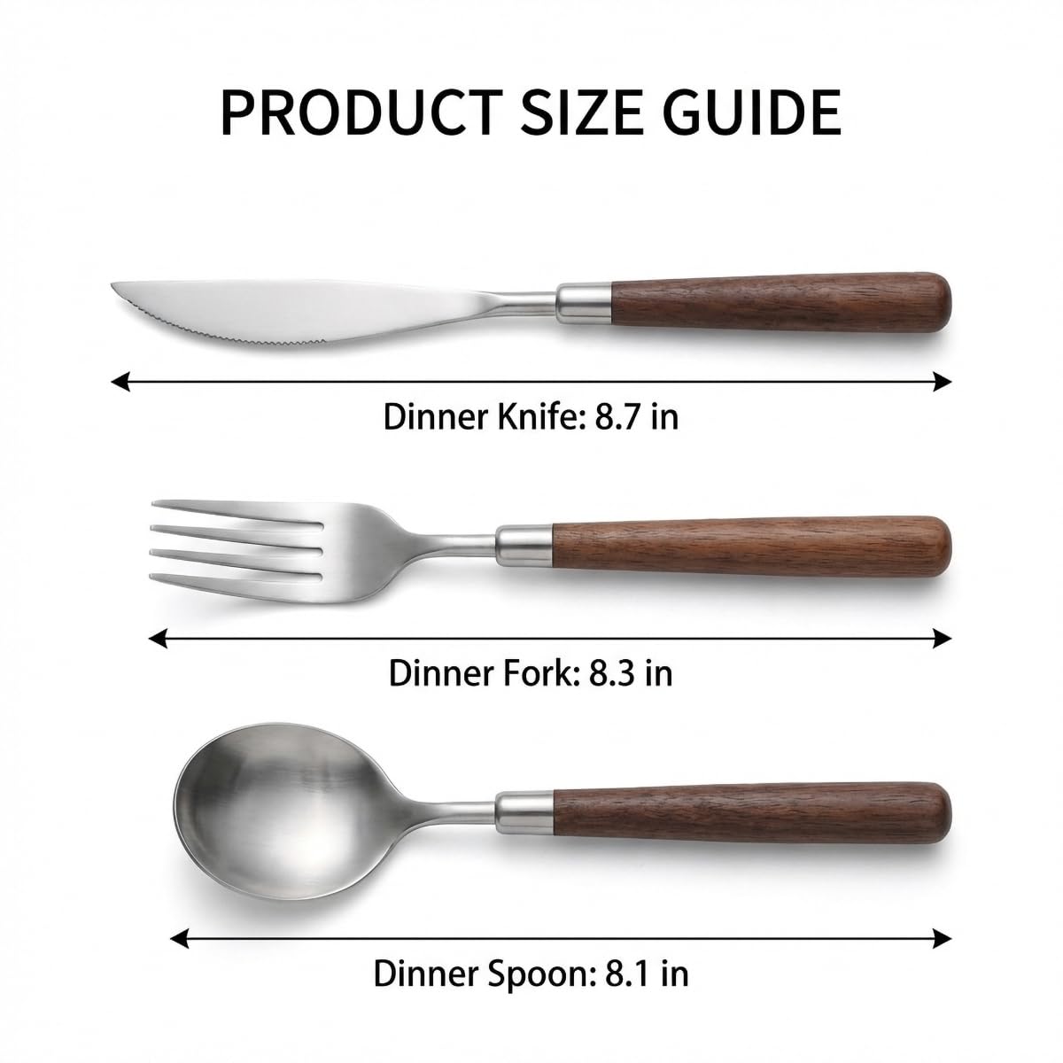 Natural Walnut Wood Handle Silverware Set, Set of 4 Pieces — Amazon image 8