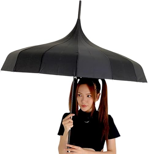 Miniatura 2 de Paraguas gótico de pagoda negro, perfecto para la lluvia o el brillo, ideal para vampiros, entusiastas góticos y amantes del estilo único