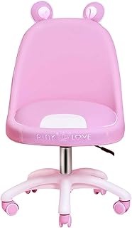 Lindo Silla Giratoria,Mid Back Armless Silla De Escritorio,Sillas De Escritorio De Oficina En Casa,Silla De Los Niños para Escritorio,Ajustable Presidente De La Tarea con Orejas Bo-Rosa 76x50x35cm