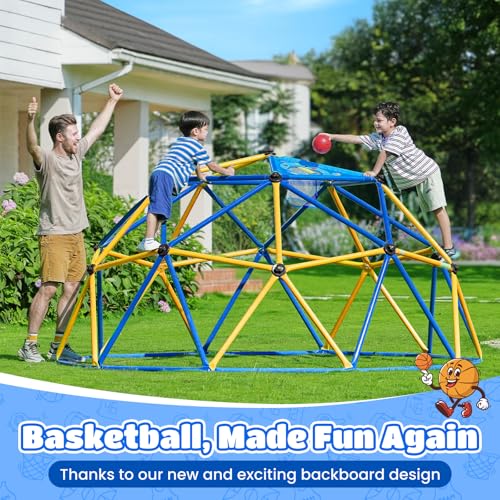 Image of Zupapa 10FT Climbing Dome, Outdoor Jungle Gym for Kids with Climbing Grip - Geometric Dome Climber Outdoor Playset and Easy Assembly Outdoor Play Equipment for Kids (Blue, 10FT)