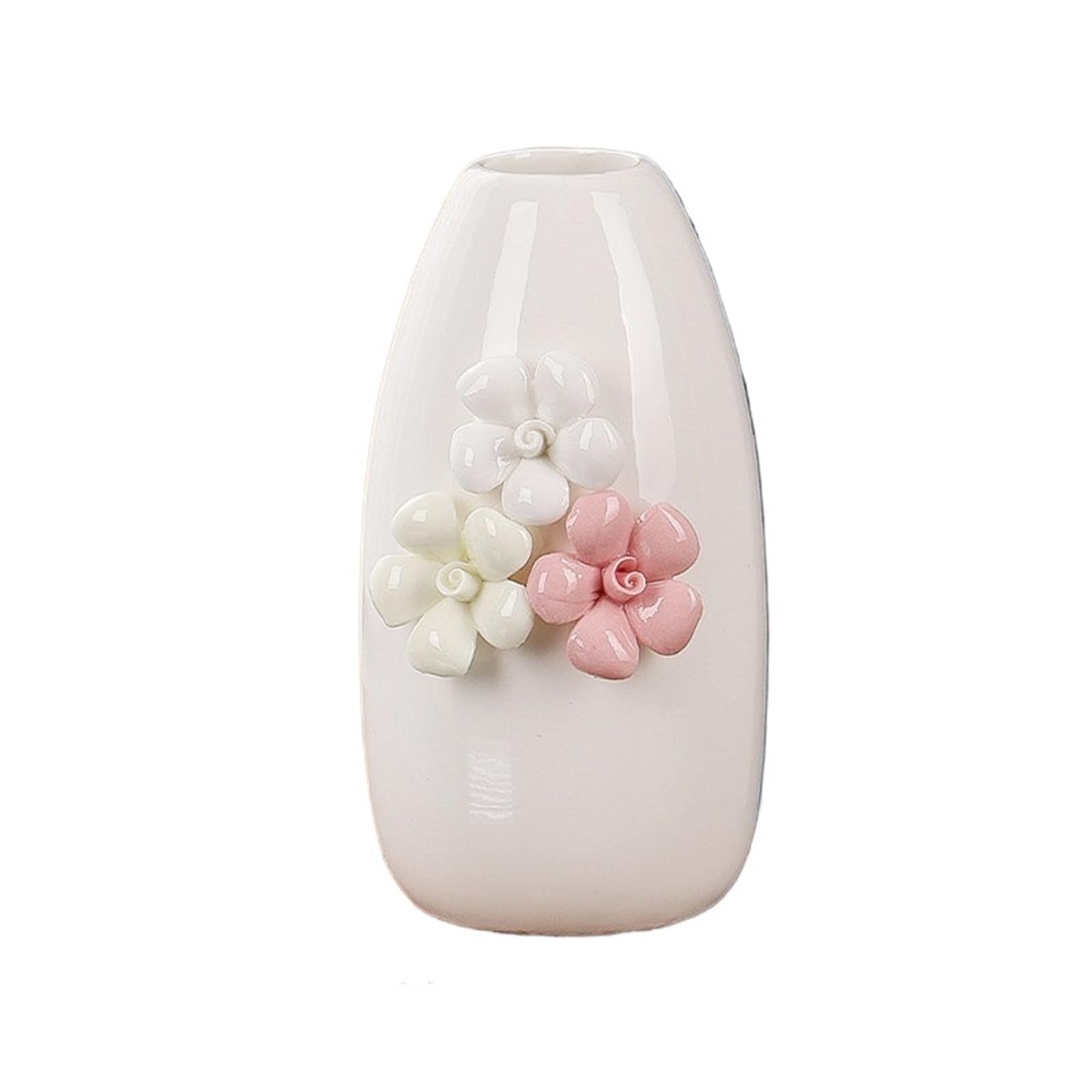 Mini Vase Mini Vase Embossed Flower Porcelain Floral Arrangement Accessories Hydroponics Terrarium Home Decoration(11.5cm-D)