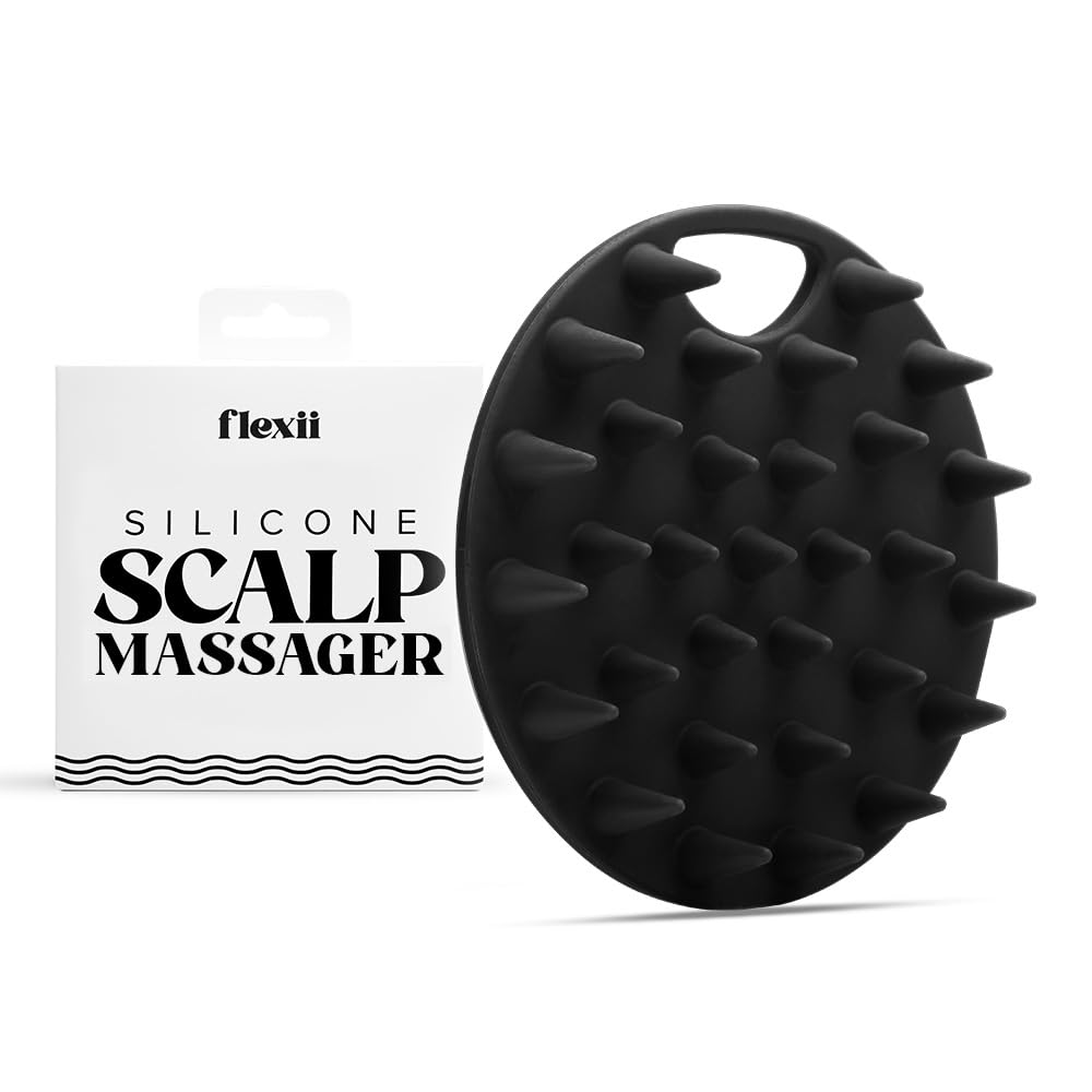 flexii Silicone Scalp Cleanser, Premium Scalp Massager, Scalp Exfoliating Brush, Ergonomic Handle, Reduces Dandruff and Promotes Hair Growth