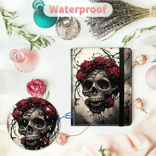 Image of Photo Album 4x6 120 Pockets Photos with Strong Elastic Band, Small Mini Albums Sheet Protector Folder for Photos, Album for Family Wedding Women Men Baby Vacation Gift, Skull Red Rose