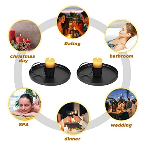 Smilcloud 2Pcs Iron Candlestick Holder, Metal Taper Candle Holder Single Head Candlestick Holder Stand Retro Chamberstick Holder for Halloween Valentine Christmas Wedding Party - Image 3